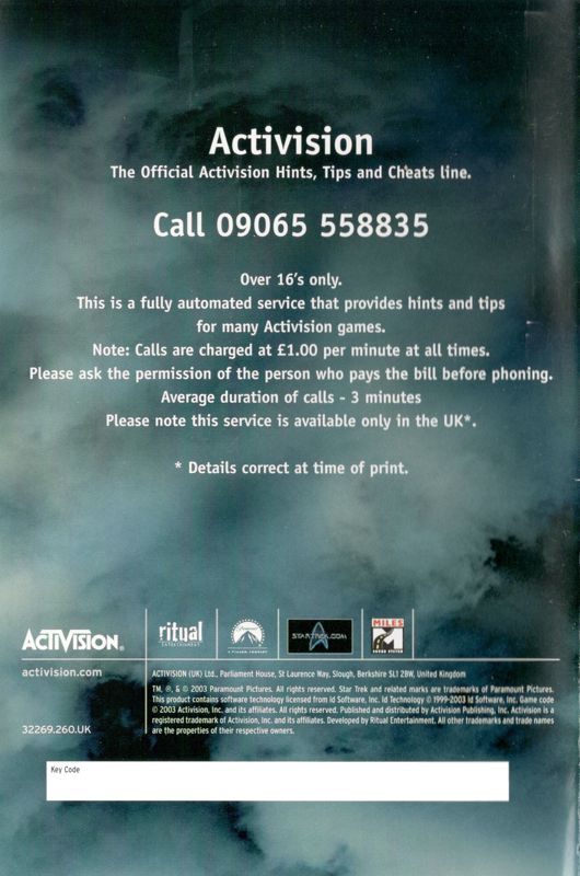 Manual for Star Trek: Elite Force II (Windows): Back