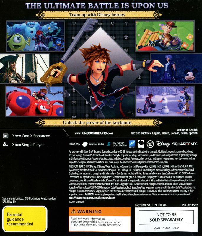 warm Chromatisch afwijzing Kingdom Hearts III cover or packaging material - MobyGames