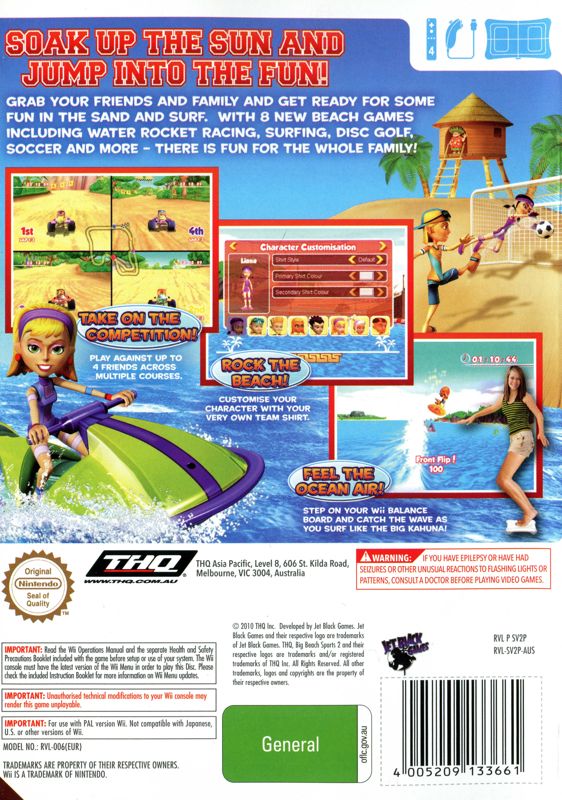 Back Cover for Big Beach Sports 2 (Wii)