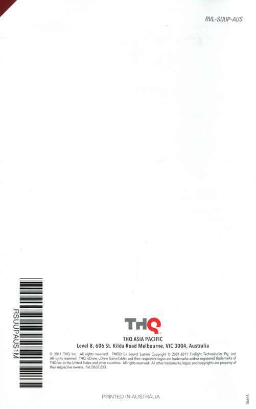 Manual for uDraw Studio: Instant Artist (Wii): Back