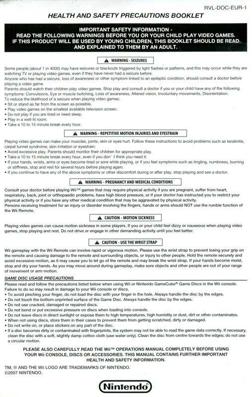 Extras for uDraw Studio: Instant Artist (Wii): Warranty