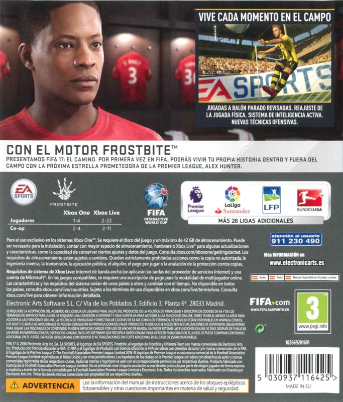 Back Cover for FIFA 17 (Xbox One)