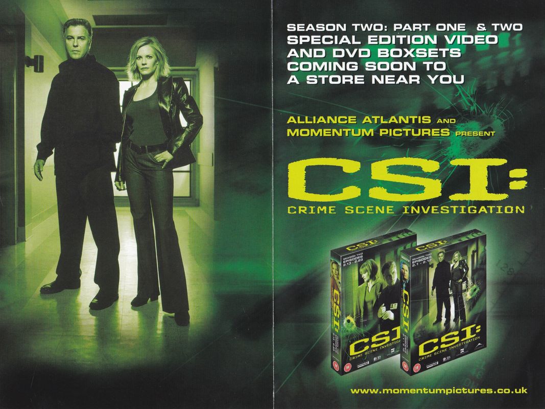Advertisement for CSI: Crime Scene Investigation (Windows): Two panel advert Side 2 - CSI Season 2