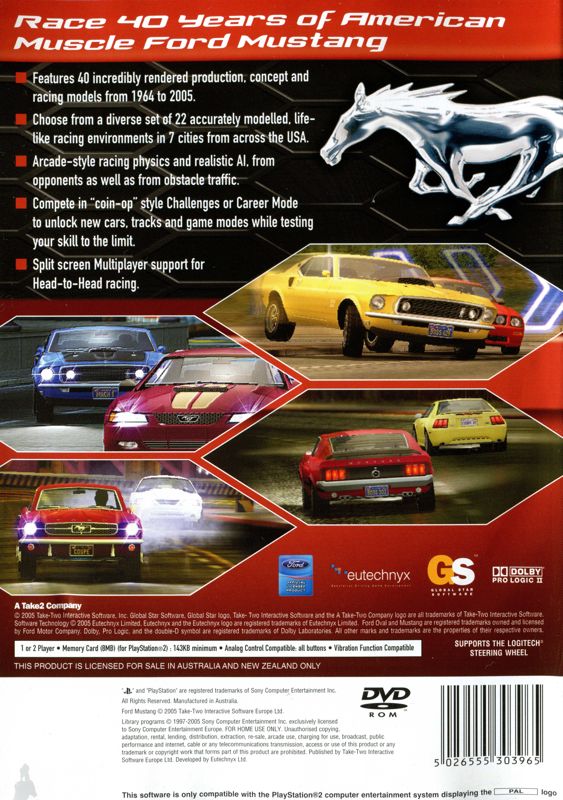 Back Cover for Ford Mustang: The Legend Lives (PlayStation 2)