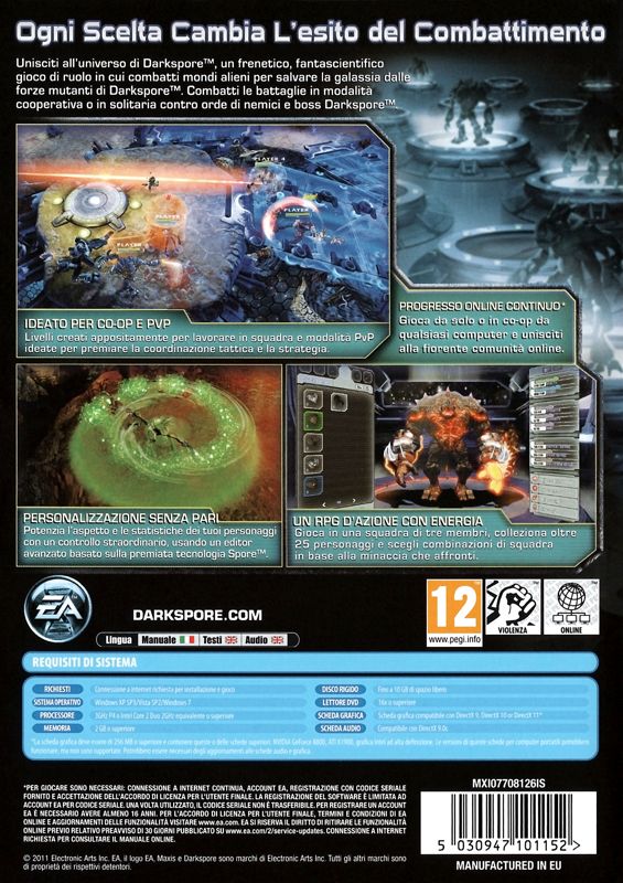Back Cover for Darkspore (Limited Edition) (Windows)