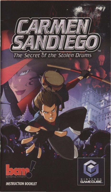 Manual for Carmen Sandiego: The Secret of the Stolen Drums (GameCube): Front