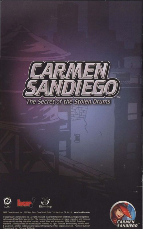 Manual for Carmen Sandiego: The Secret of the Stolen Drums (PlayStation 2): Back