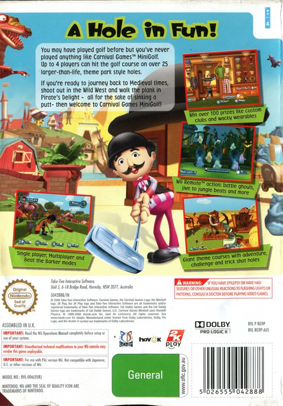 Back Cover for Carnival Games: Mini Golf (Wii)