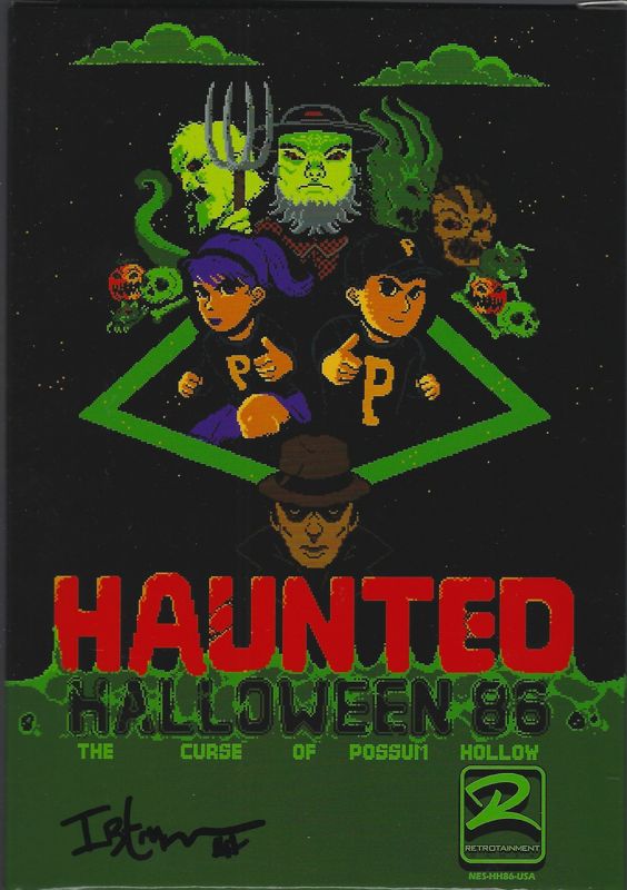 Front Cover for Haunted: Halloween '86 - The Curse of Possum Hollow (NES): Box is signed
