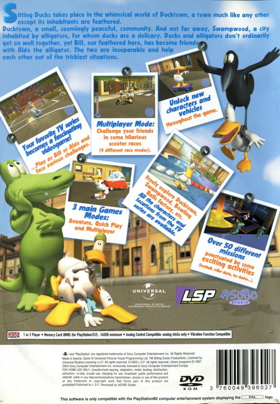 Back Cover for Sitting Ducks (PlayStation 2)