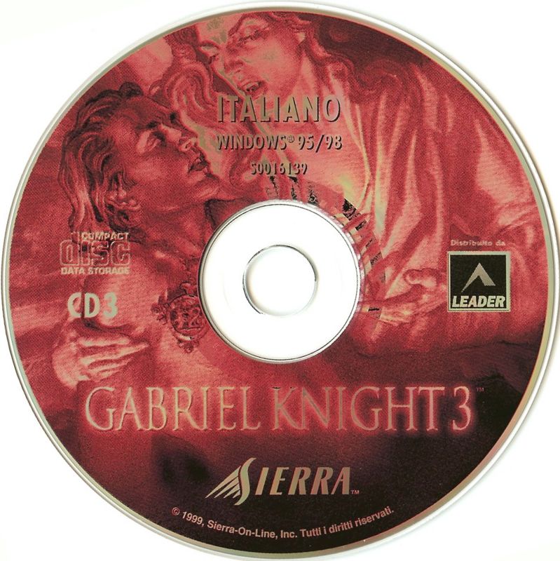 Media for Gabriel Knight 3: Blood of the Sacred, Blood of the Damned (Windows) (BestSeller Series release): Disc 3/3