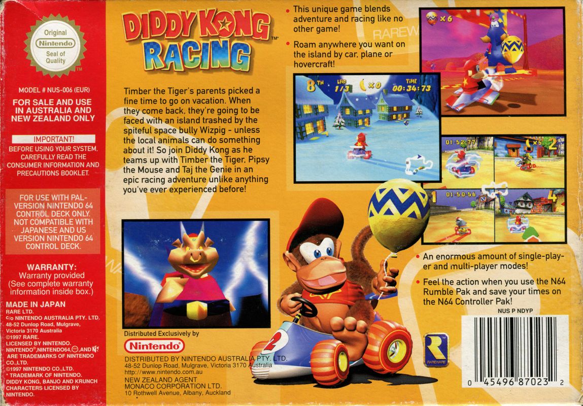Back Cover for Diddy Kong Racing (Nintendo 64)