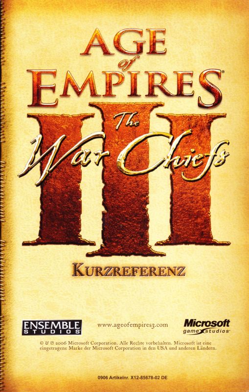 Reference Card for Age of Empires III: Complete Collection (Windows) (CD-ROM release): The War Chiefs - Front