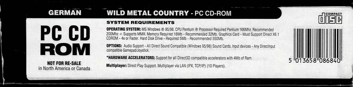 Other for Wild Metal Country (Windows): Box - Bottom