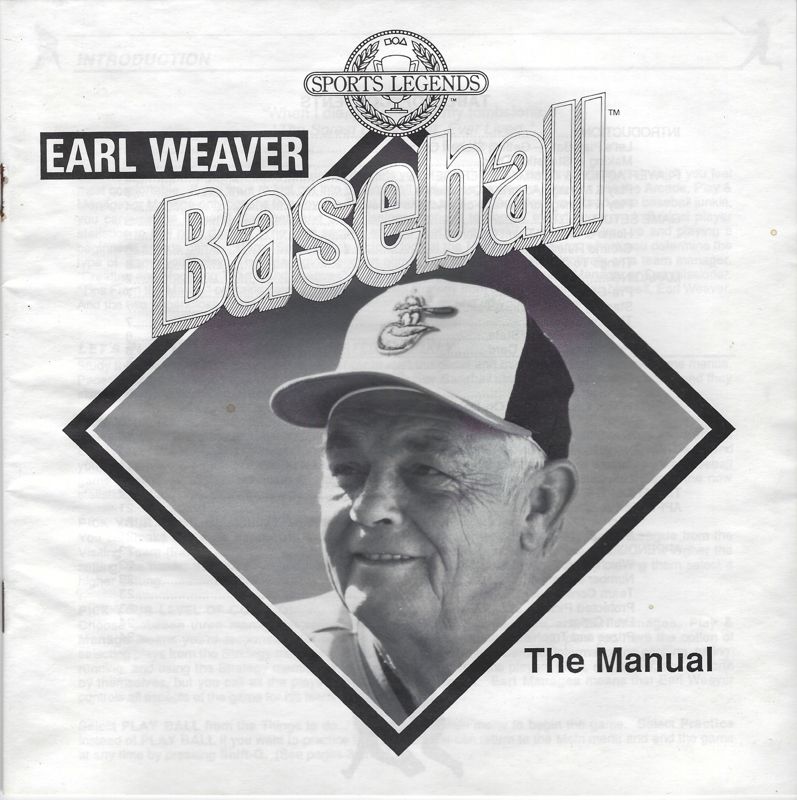 Manual for Earl Weaver Baseball (Amiga)