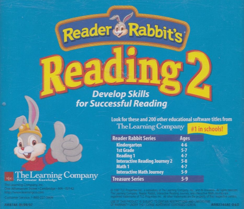 Back Cover for Reader Rabbit's Reading 2 (Macintosh and Windows and Windows 3.x)