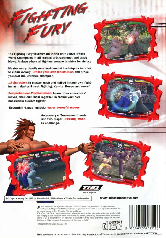 Back Cover for Fighting Fury (PlayStation 2)