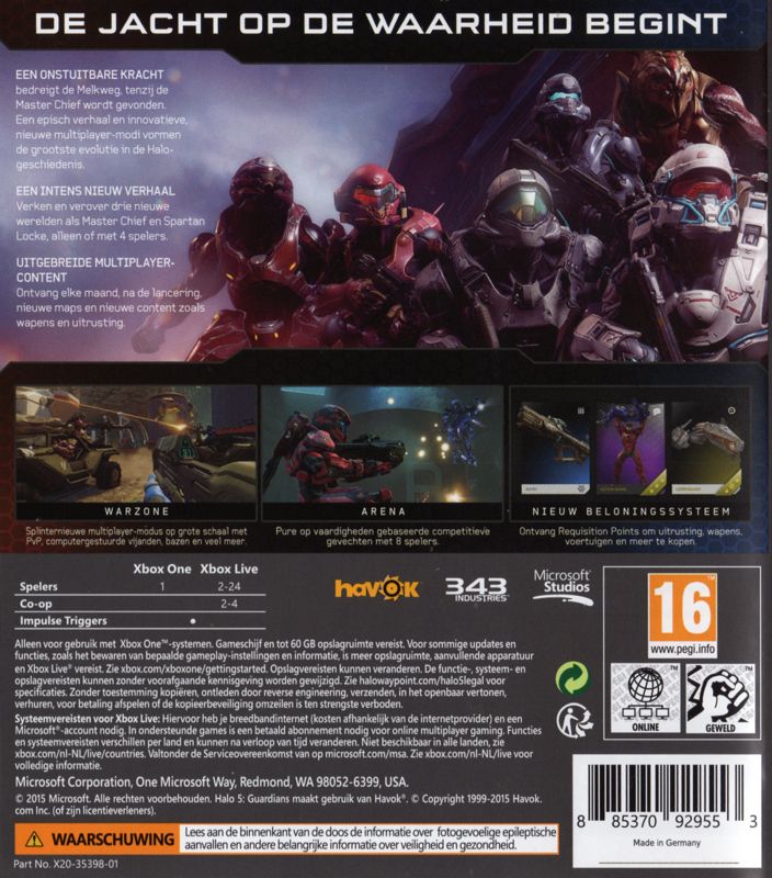 Back Cover for Halo 5: Guardians (Xbox One)