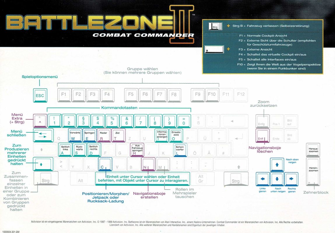 Reference Card for Battlezone II: Combat Commander (Windows): Back