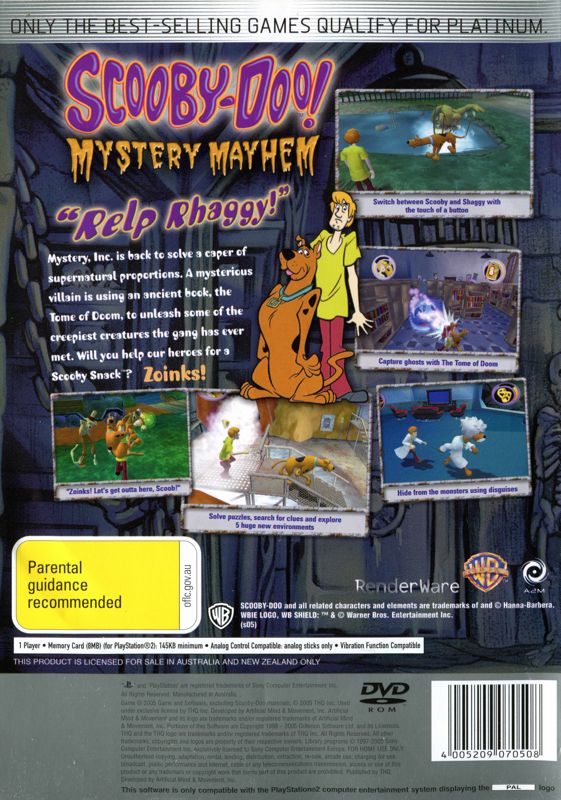 Back Cover for Scooby-Doo!: Mystery Mayhem (PlayStation 2) (Platinum release)