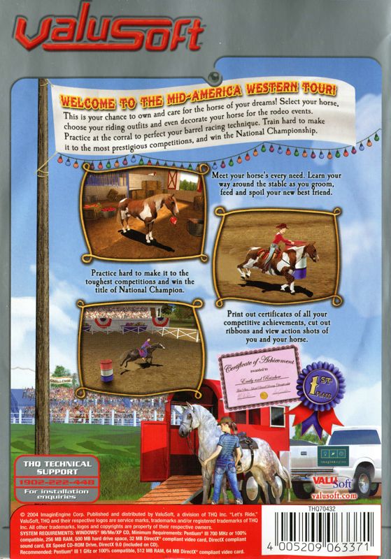 Back Cover for Let's Ride!: Corral Club (Windows) (Valusoft release)