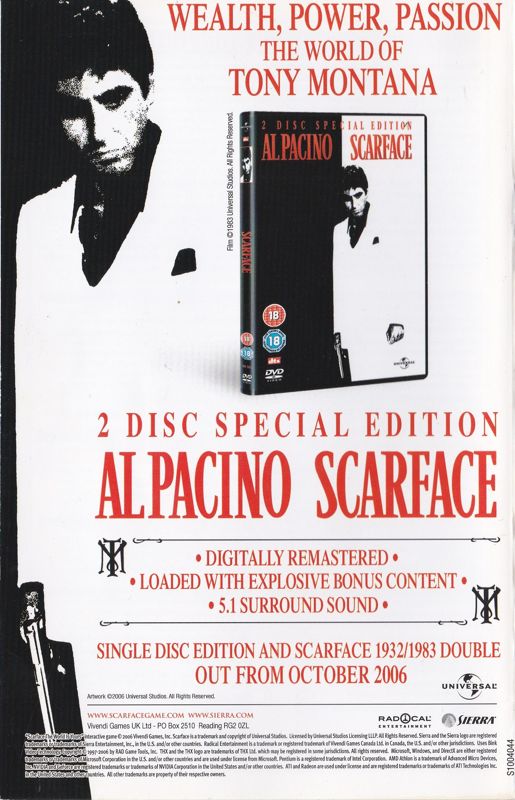 Manual for Scarface: The World Is Yours (Windows) (General European release): Back