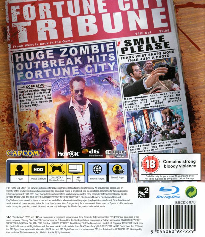 Back Cover for Dead Rising 2: Off the Record (PlayStation 3)