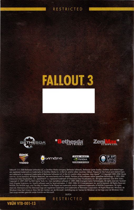 Manual for Fallout 3 (Windows): Back