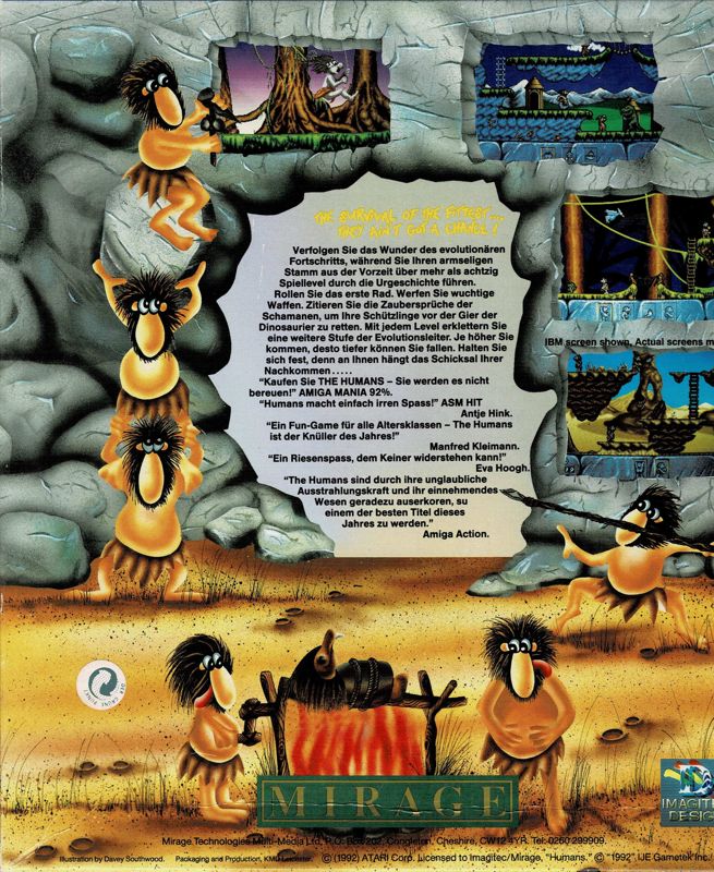 Back Cover for The Humans (DOS) (3,5'' Disk release)