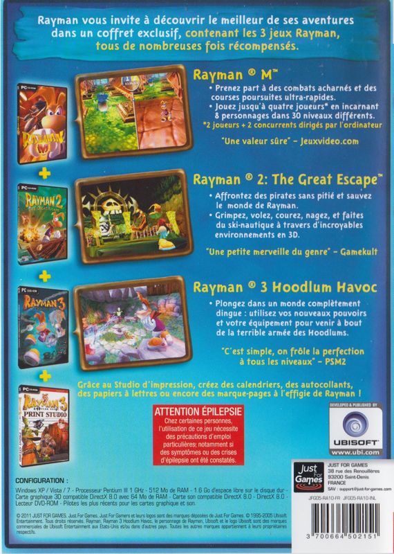 Back Cover for Rayman Collection (Windows)