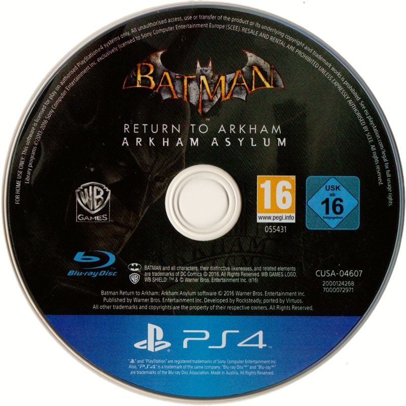 Media for Batman: Arkham Collection (Steelbook Edition) (PlayStation 4) (Sleeved Steelbook): Disc <i>Batman: Arkham Asylum</i>
