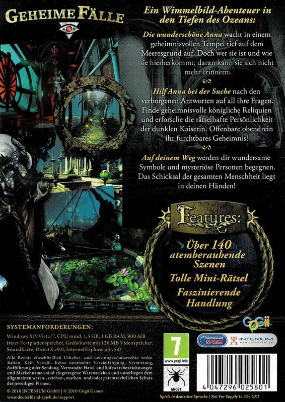 Back Cover for Empress of the Deep: The Darkest Secret (Windows)