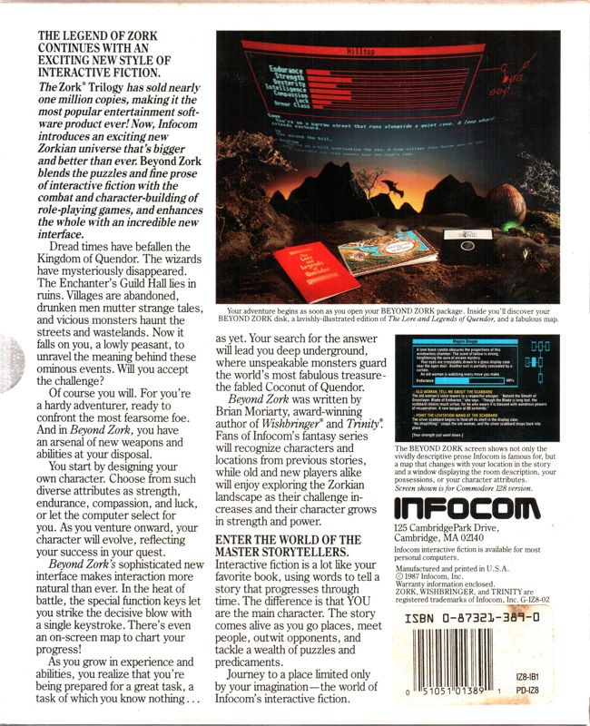 Back Cover for Beyond Zork: The Coconut of Quendor (DOS) (Dual 5.25''/3.5'' media release)