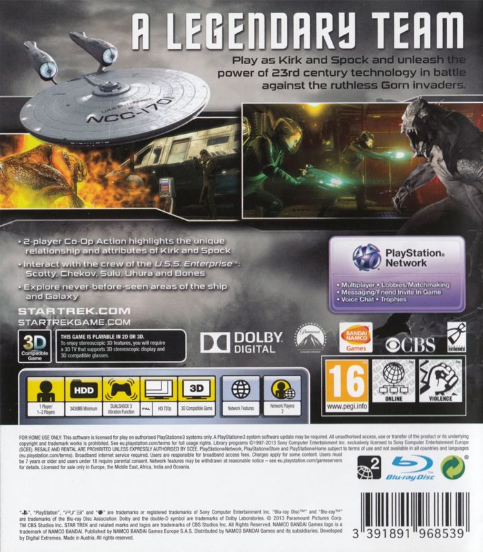 Back Cover for Star Trek (PlayStation 3)