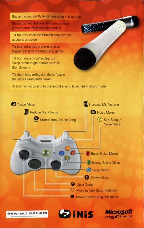 Manual for Lips (Xbox 360): Back