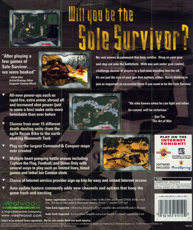 Back Cover for Command & Conquer: Sole Survivor (Windows)