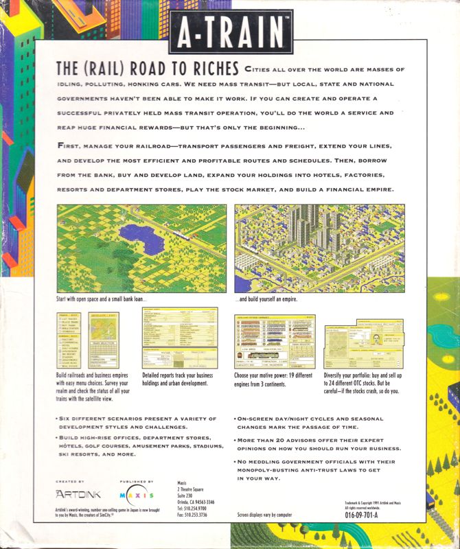 Back Cover for A-Train + Construction Set (Macintosh)