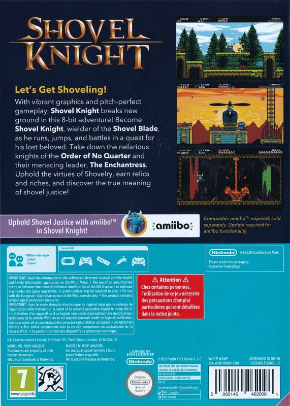 Back Cover for Shovel Knight (Wii U)