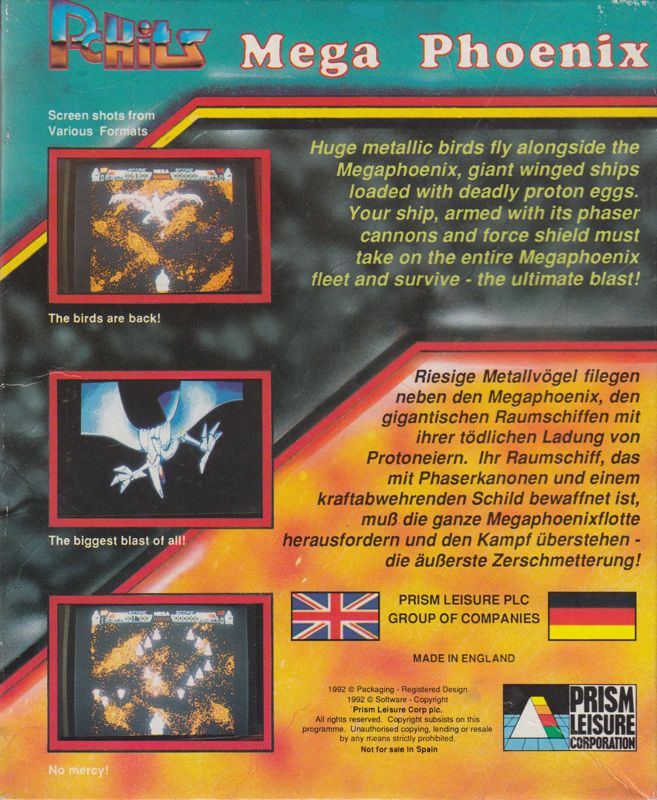 Back Cover for Mega Phoenix (Atari ST)