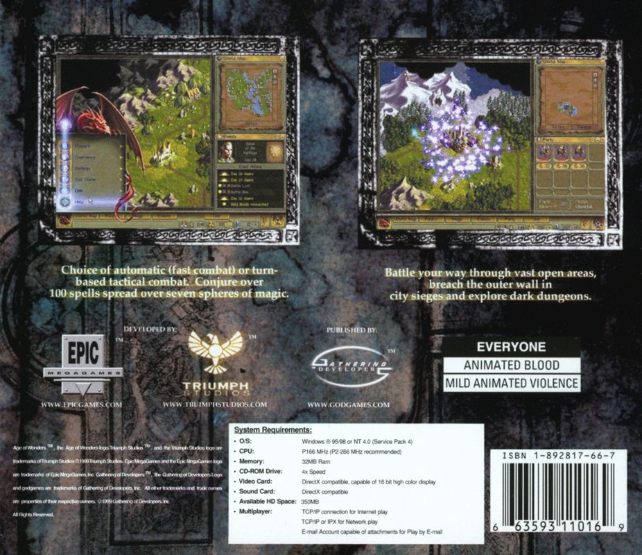 Back Cover for Age of Wonders (Windows) (Budget release)