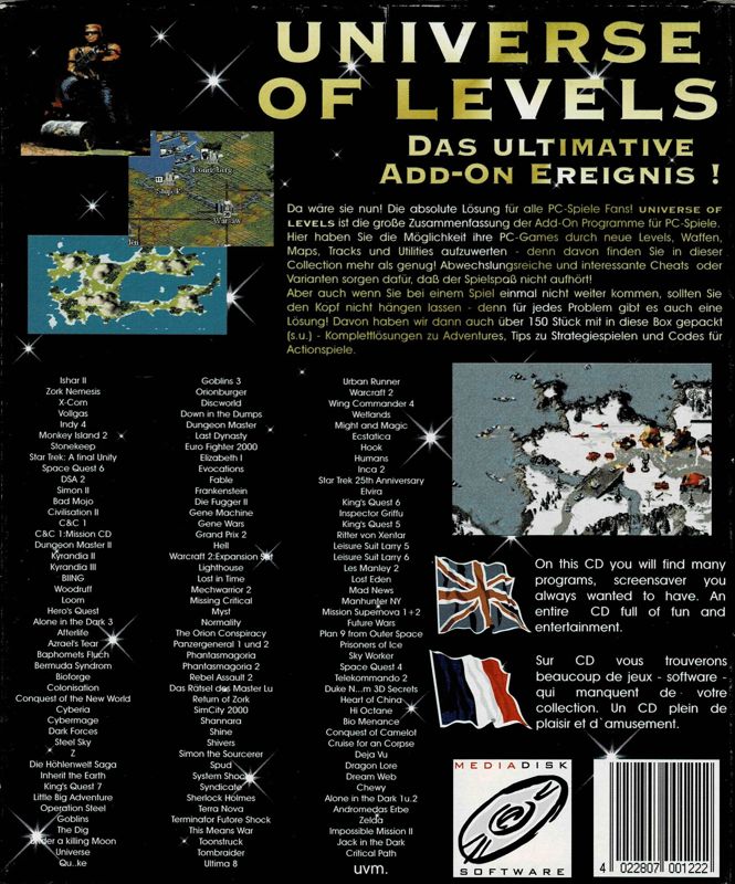 Back Cover for Universe of Levels: Das Ultimative Add-On Ereignis! (Windows and Windows 3.x)