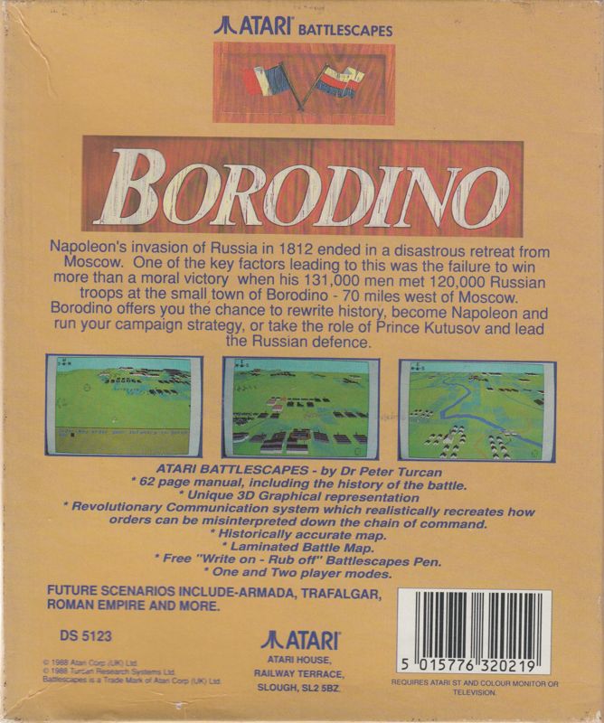Back Cover for Borodino (Atari ST)