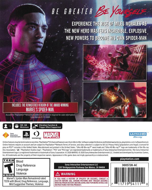 Marvel's Spider-Man: Miles Morales Ultimate Edition - PlayStation 5 +  Spider-Man Remastered