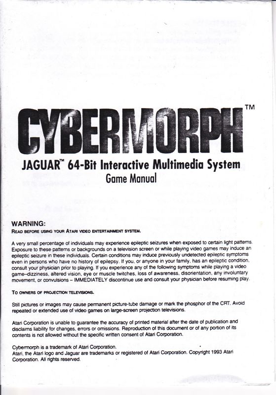 Manual for Cybermorph (Jaguar) (1 MB standalone re-release)