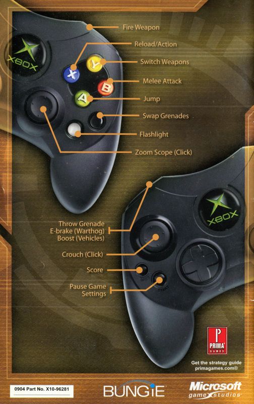 Manual for Halo 2 (Xbox): Back