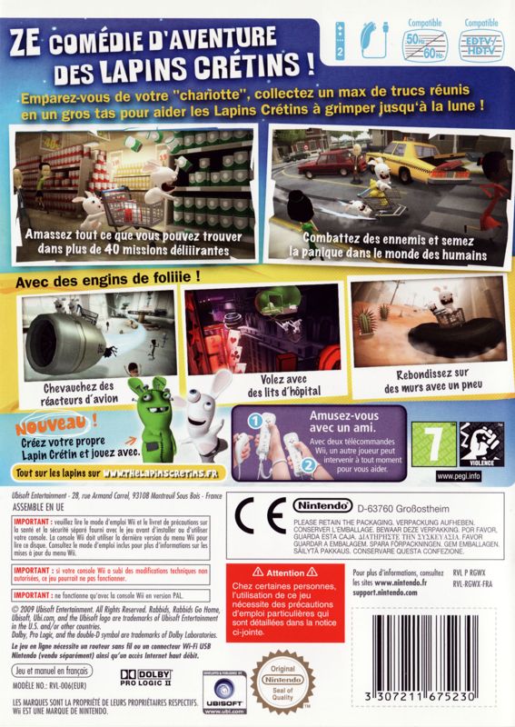 Back Cover for Rabbids Go Home: A Comedy Adventure (Wii)