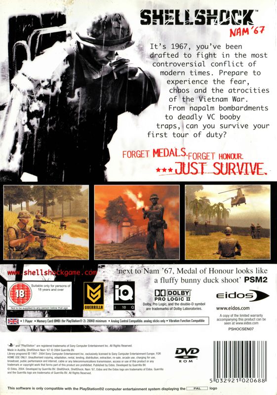 Shell Shock: Nam '67 PS2 Front cover