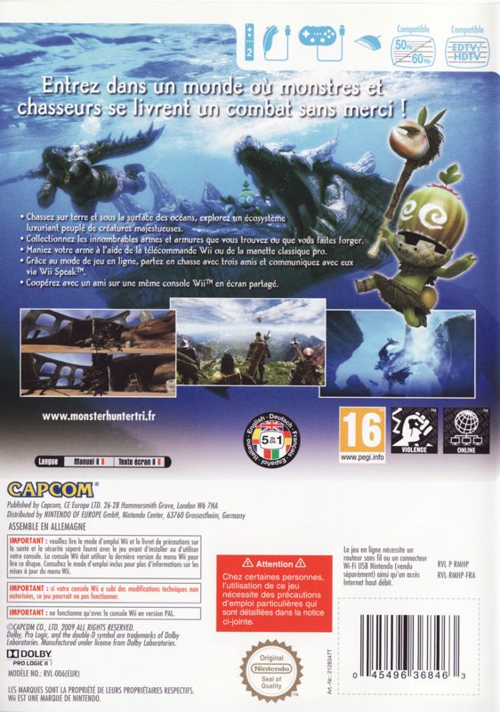 Back Cover for Monster Hunter Tri (Wii)