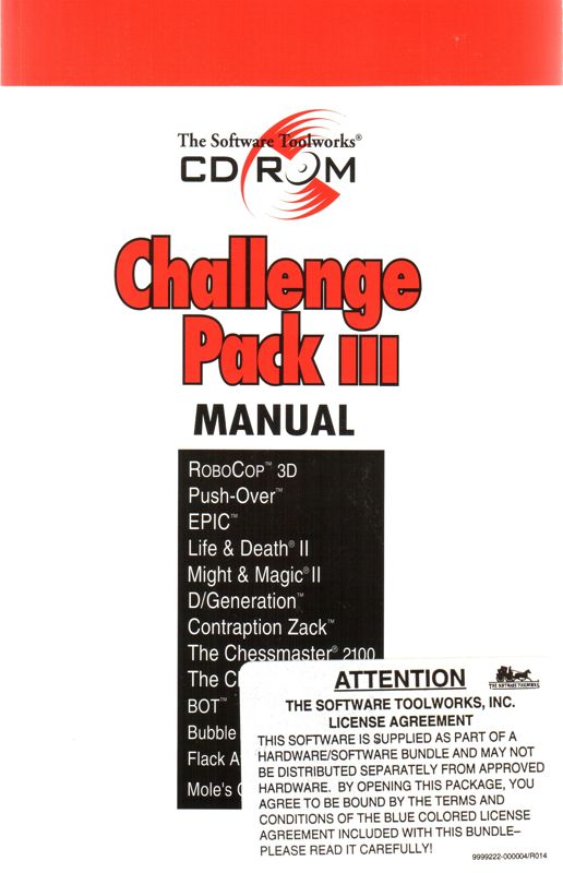 Manual for The Software Toolworks CD ROM Challenge Pack III (DOS and Windows 3.x) (Bundled edition)