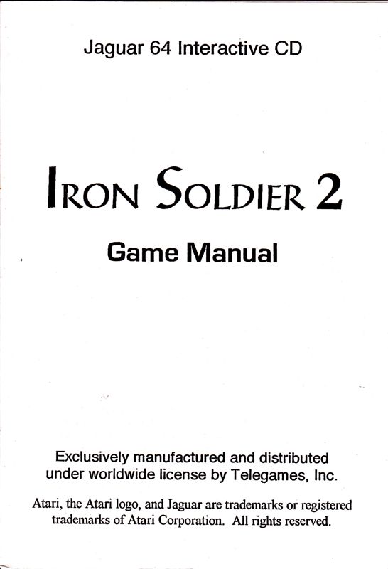 Manual for Iron Soldier 2 (Jaguar) (cartridge version): Front